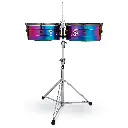 TIMBALES LP TONY SUCCAR 14'' & 15'' CON ATRIL, CROMADO TORNASOL LP257-TS