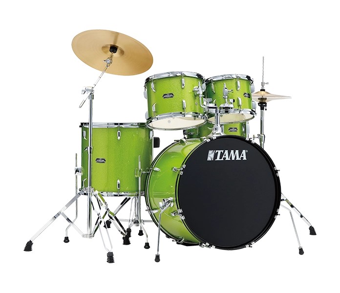 BATERIA TAMA ''STAGESTAR'' DE 5 PZAS. VERDE BRILLANTE CON ATRILES, ASIENTO Y PLATILLOS ST52H6C-LGS