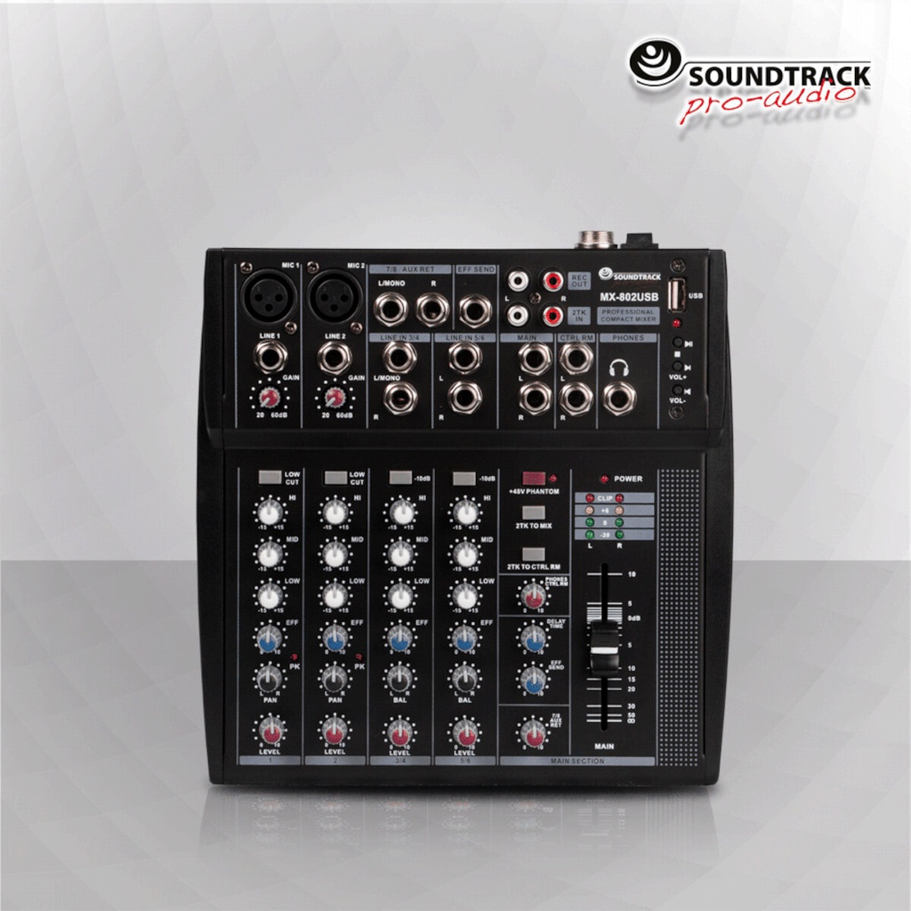 MEZCLADORA ANALOGA SOUNDTRACK DE 8 CANALES MX-802USB