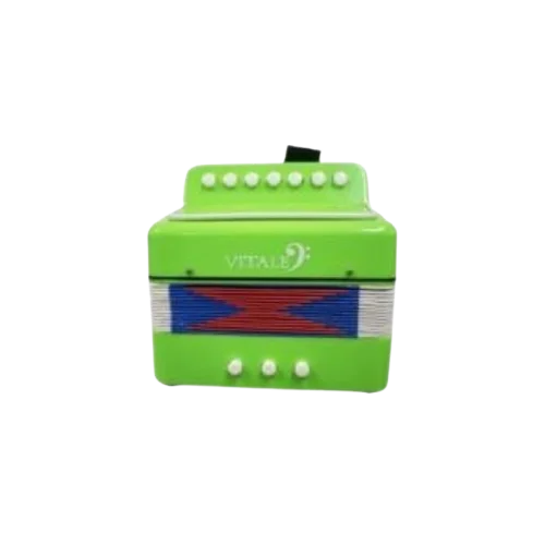 214-BGR ACORDEON INFANTIL VITALE  7 BOTONES 2 BAJOS COLOR VERDE BRILLANTE 214-BGR