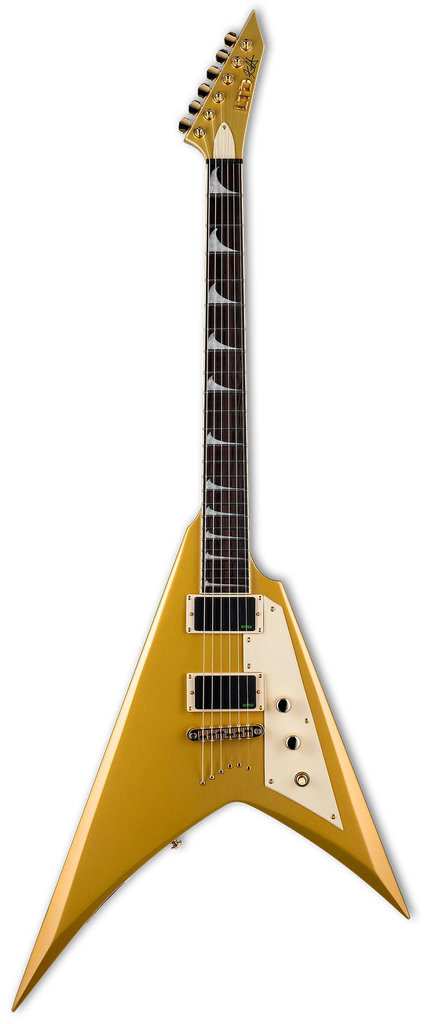 LKHVMGO Guitarra eléctrica KH-V METALLIC GOLD con firma de Kirk Hammett  