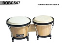 BONGOS DE MADERA NATURAL DE 6" Y 7" HERRAJE NEGRO