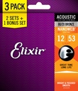 ENCORDADURA ELIXIR PARA GUITARRA ACUSTICA PAQ NANOWEB LIGHT 16539